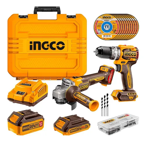 COMBO TALADRO PERCUTOR 66NM+AMOLADORA 1000W 115MM -INGCO CKLI20273-4