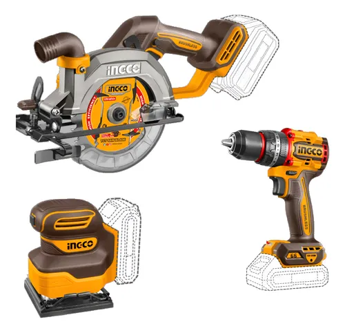 COMBO TALADRO PERCUTOR 66NM+LIJADORA 3/8+SIERRA CIRCULAR 140M-INGCO COSLI241193-4