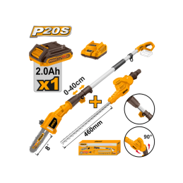 COMBO MOTOSIERRA 8"-CORTACERCO 460MM-EXTENSIBLE 2.40M-INGCO CPTS201681-4 - Imagen 2