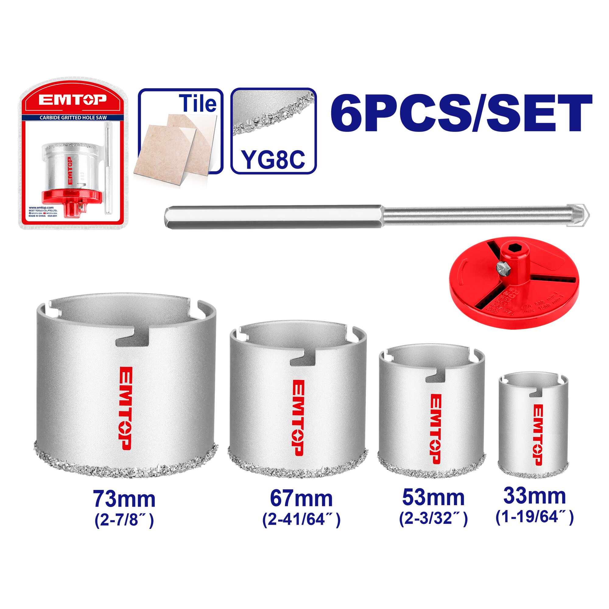 MECHA COPA TUNGSTENO 6 PCS EMTOP EHSW2062 - Imagen 2