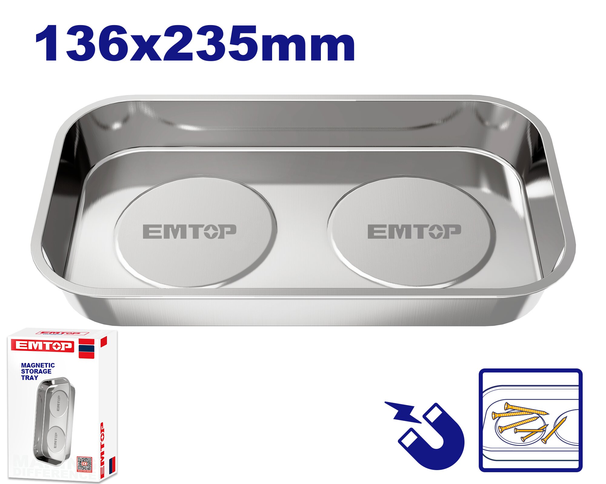 PLATO MAGNETICO INOX 235X136MM TOP VALUE EMTOP EMMC3002