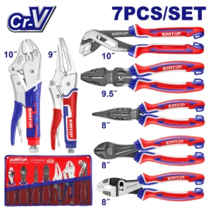 PINZAS Y ALICATES X 7 PCS CR-V CON ESTUCHE SUPER- EMTOP EOS23055