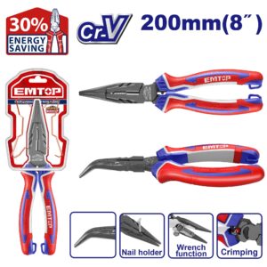 PINZA DE PUNTA 1/2 CAÑA CURVA 200MM INDUSTRIAL CR- EMTOP - EPLRB0821