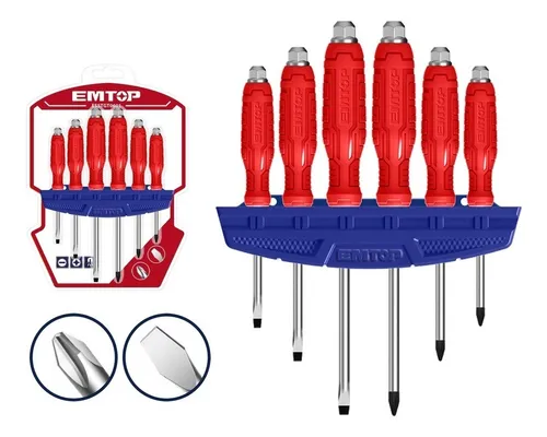 DESTORNILLADORES DE GOLPE EMTOP SET X 6 PCS PL/PH ESSTGT0601