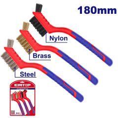 CEPILLOS 180MM NYLON, LATON Y ACERO IND C 3PCS-EMTOP ET-EWB07033