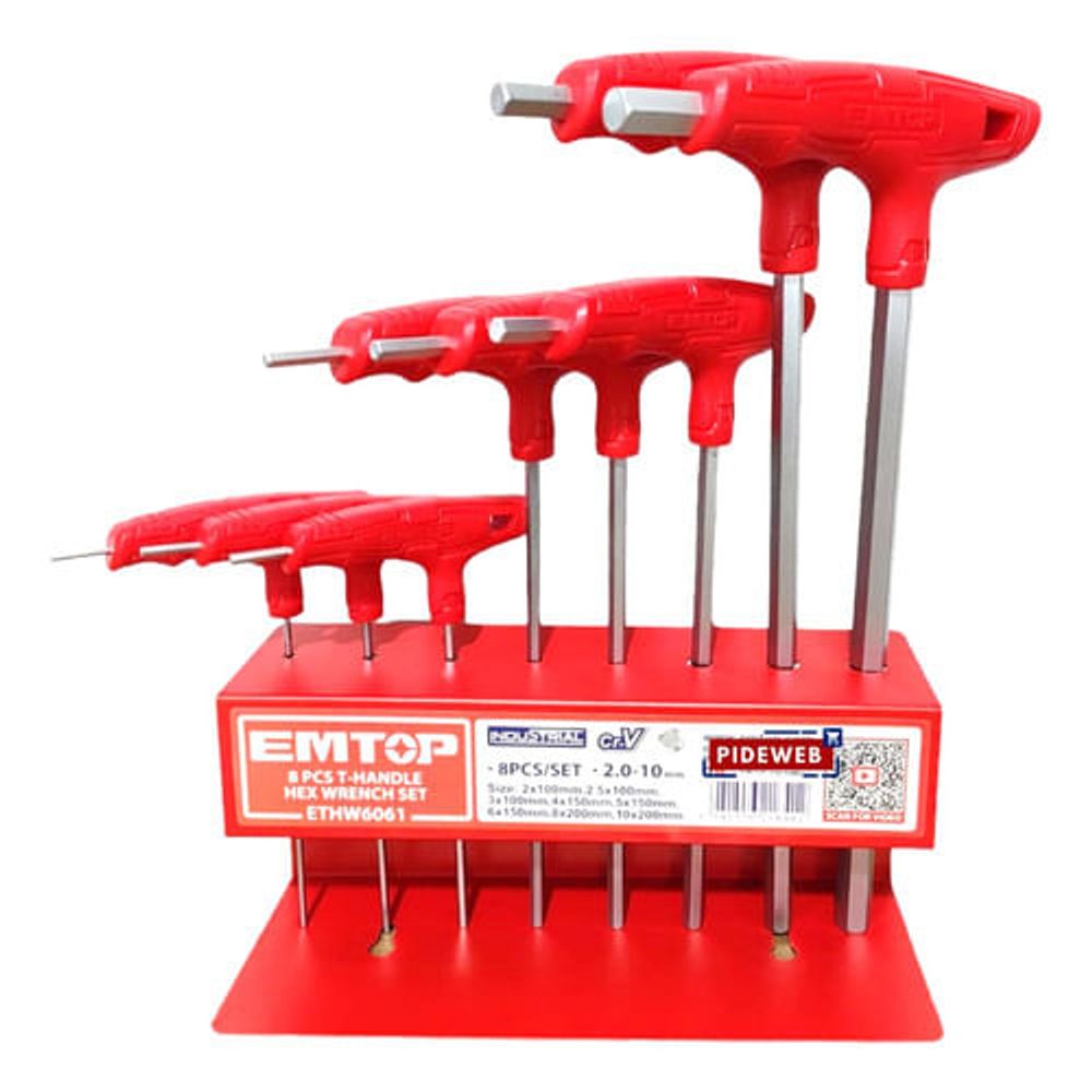 LLAVES ALLEN T BLISTER 8PCS 2-10MM CON SOPORTE EMTOP ETHW6061