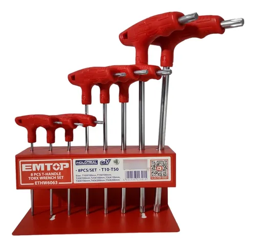 LLAVES TORX T BLISTER 8 PCS 2-10MM CON SOPORT EMTOP ETHW6063 - Imagen 2