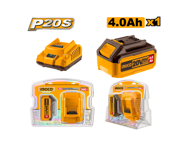 CARGADOR 2AH Y BATERIA 4AH BLISTER-INGCO FBCPK1214-4
