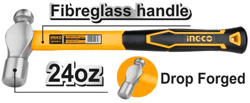 MARTILLO BOLITA 660GR CABO FIBRA DE VIDRIO 34CM-INGCO HBPH88024
