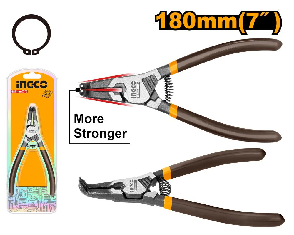 PINZA SEEGER CURVA EXTERNA 7'' /180MM - INGCO HCCP261802