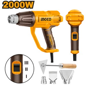 PISTOLA CALOR 2000W TEMPERATURA Y VELOCIDAD VARIABLE+ACCESORIOS -INGCO HG200078-4