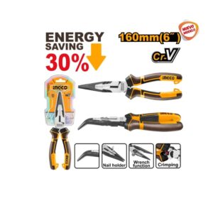 PINZA DE PUNTA CURVA GRAN PALANCA 6` /160MM-INGCO HHBNP28160