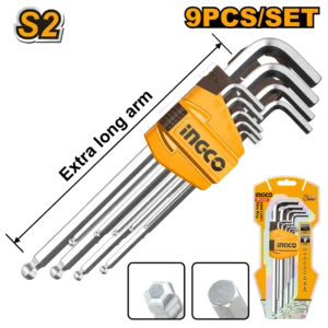 LLAVES HEXAGONALES PTA BOLA X 9PCS-INGCO HHK12092