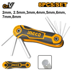 LLAVES HEXAGONALES PLEGABLE 2-8MM X 8PCS-INGCO HHK14081