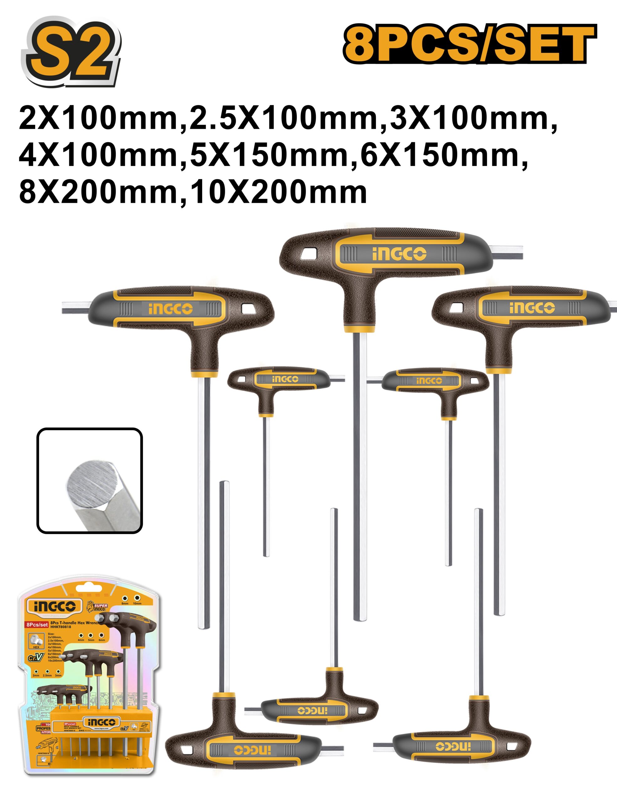 LLAVES ALLEN T BLISTER 8PCS CON MANGOINDUST. INGCO HHKT80818