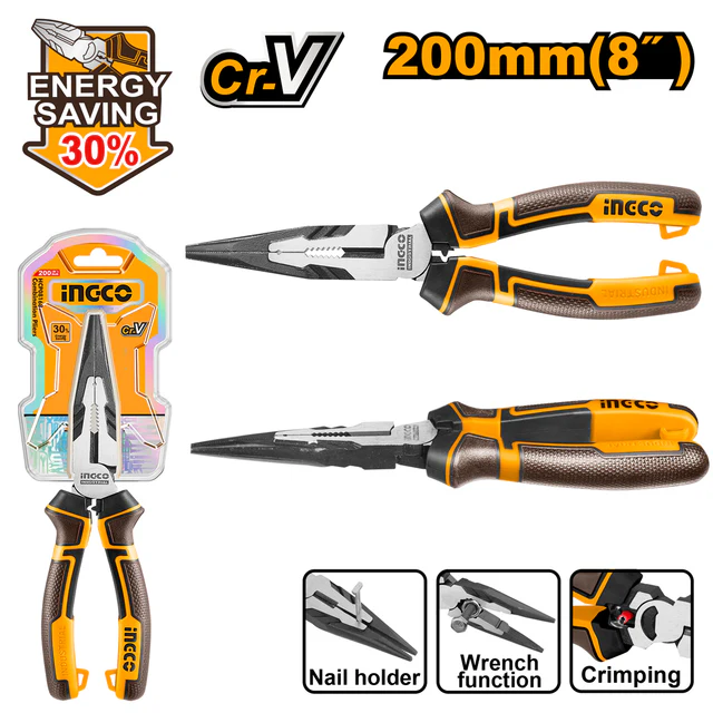 PINZA DE PUNTA GRAN PALANCA 8"-200MM - INGCO HHLNP28200