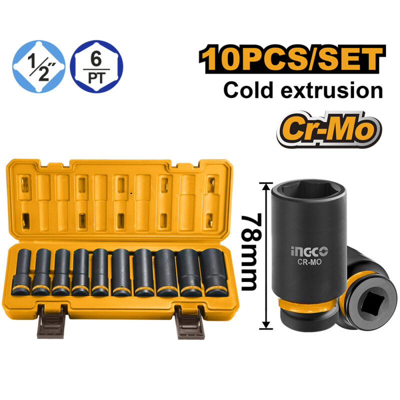 TUBOS DE IMPACTO HEXAGONAL 1/2' 'LARGAS X10 PCS -INGCO HKISSD12102L