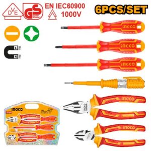 PINZAS Y DESTORNILLADORES SET X6 AISLADOS-INGCO HKIST3061
