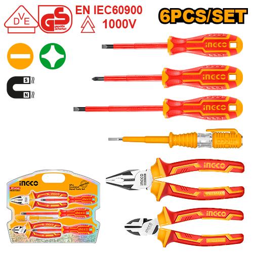 PINZAS Y DESTORNILLADORES SET X6 AISLADOS-INGCO HKIST3061
