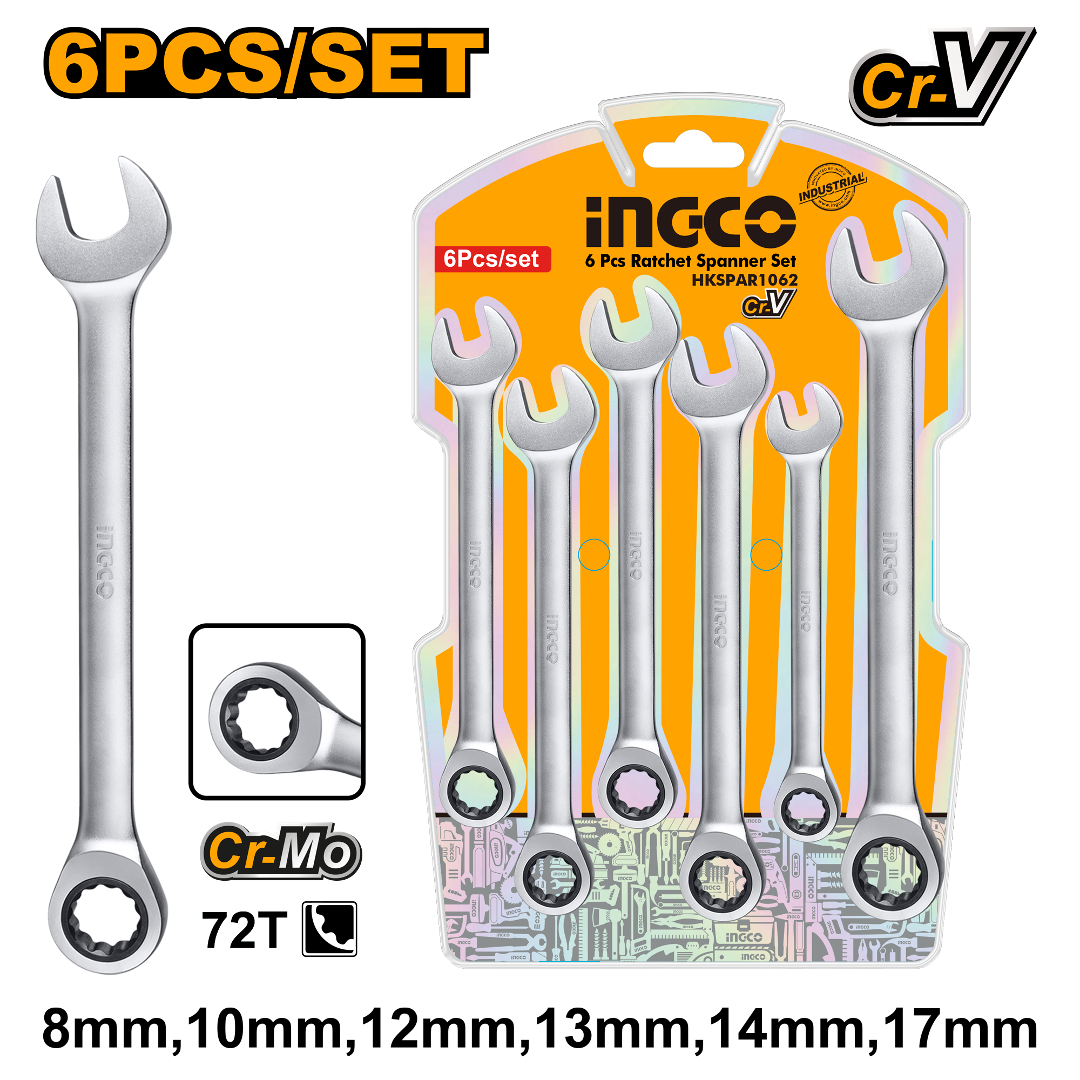 LLAVES COMBINADAS SET X 6 CON CRIQUE-INGCO HKSPAR1062