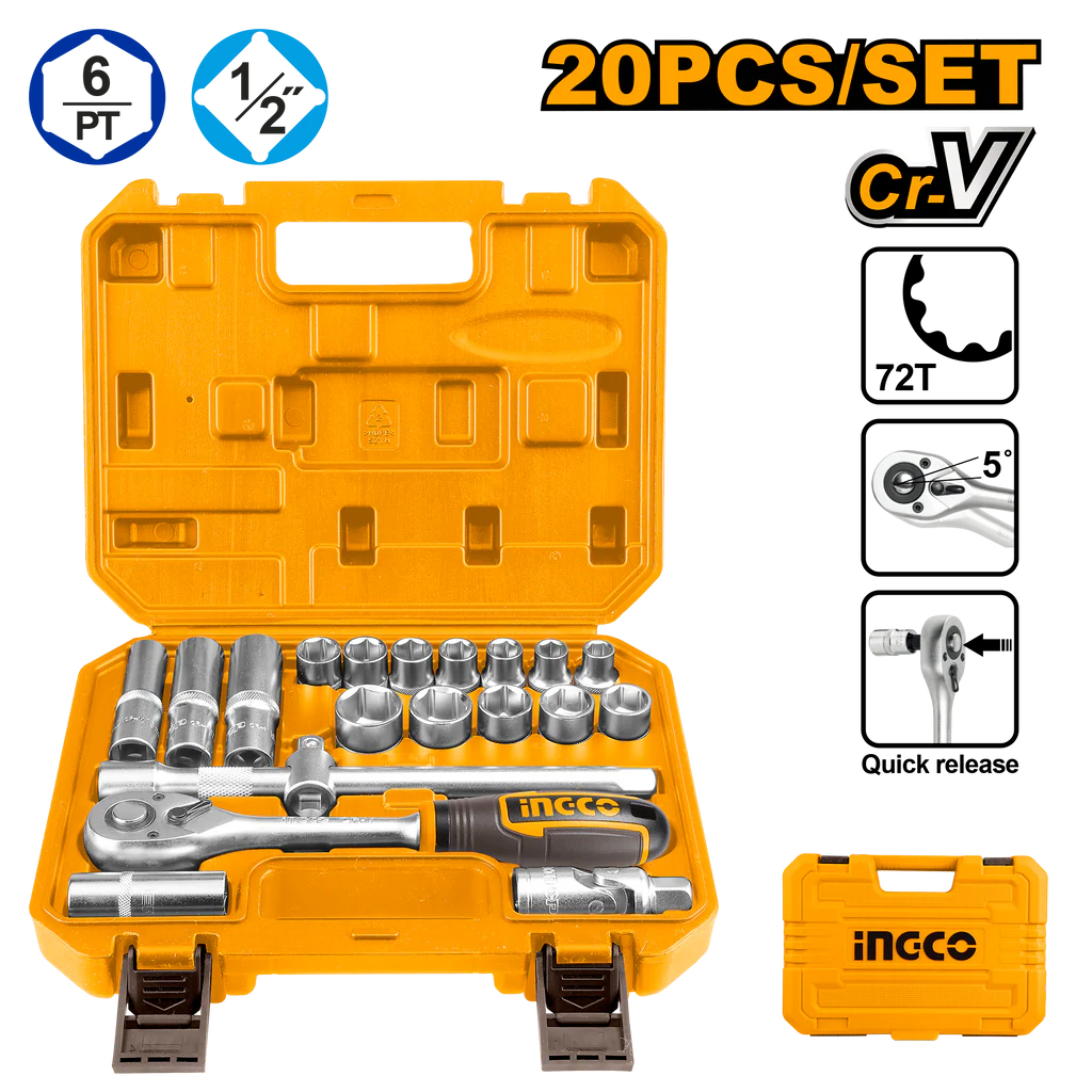 LLAVES Y BOCALLAVES MILIMETRICAS 1/2" X 20PCS-INGCO HKTS12201