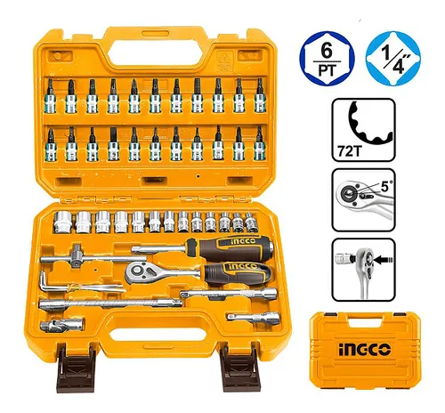 LLAVES Y BOCALLAVES ENCASTRE 1/4'' Y 1/2'' X 46 PCS HKTS14462