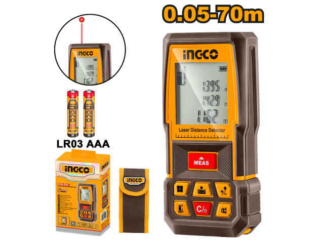 MEDIDOR DE DISTANCIA LASER 70 MT-INGCO HLDD0708