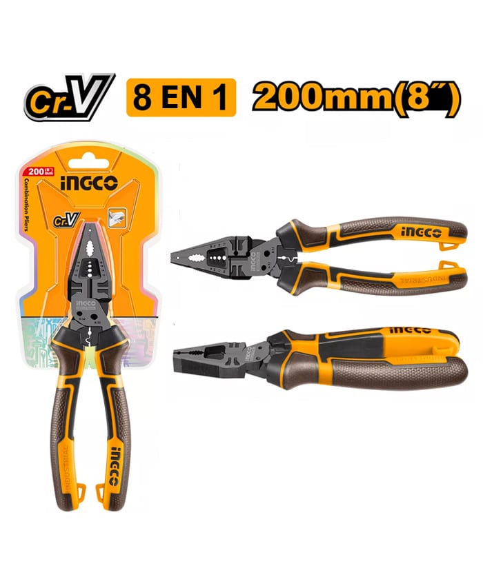PINZA 8 FUNCIONES EN 1 UNIVERSAL 8'' /200MM-INGCO HMFCP28200