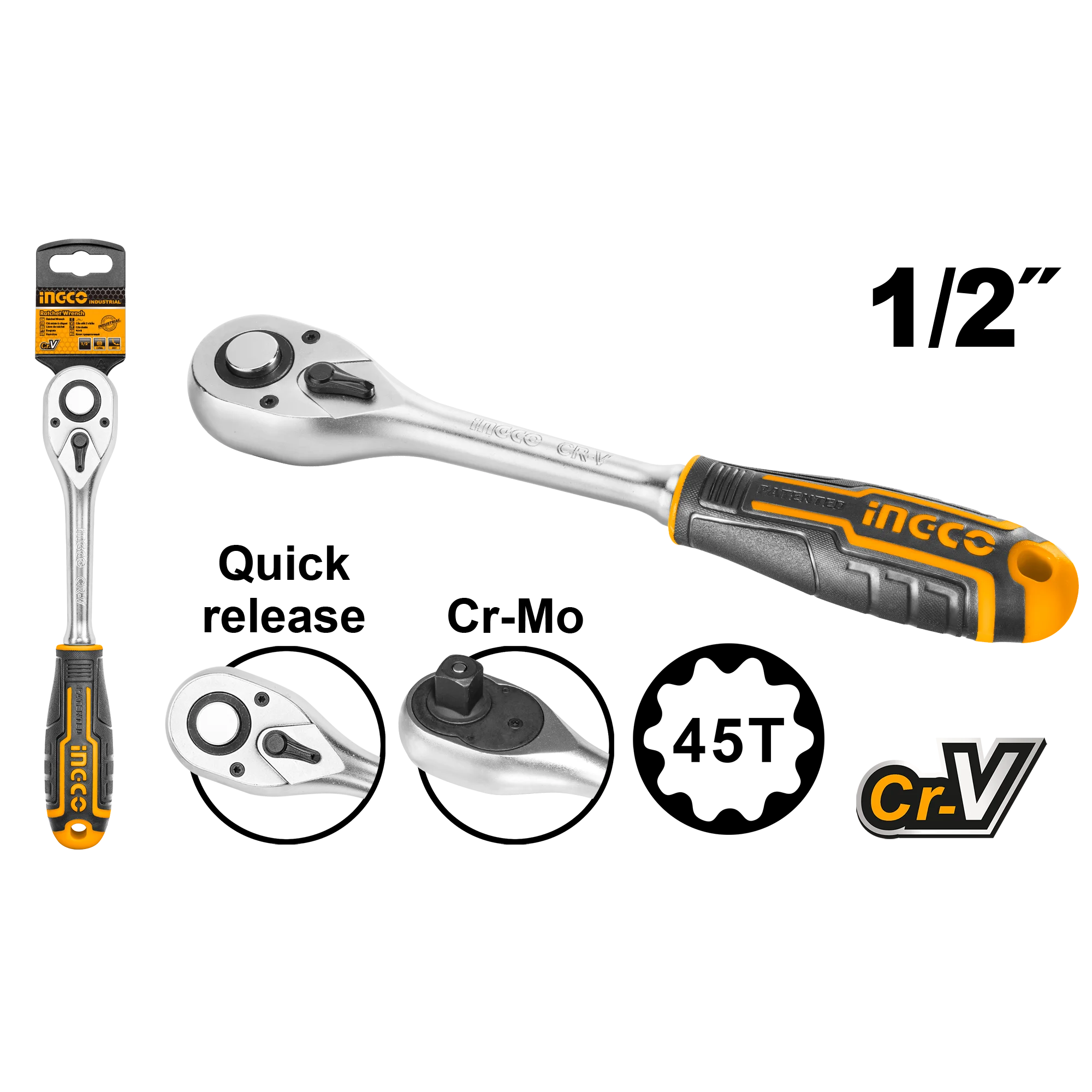 LLAVE CRIQUE 1/2"/260MM-INGCO HRTH0812 - Imagen 2