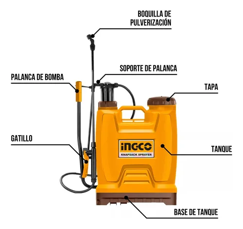 PULVERIZADOR MOCHILA PLASTICO 20L-INGCO HSPP42002 - Imagen 2