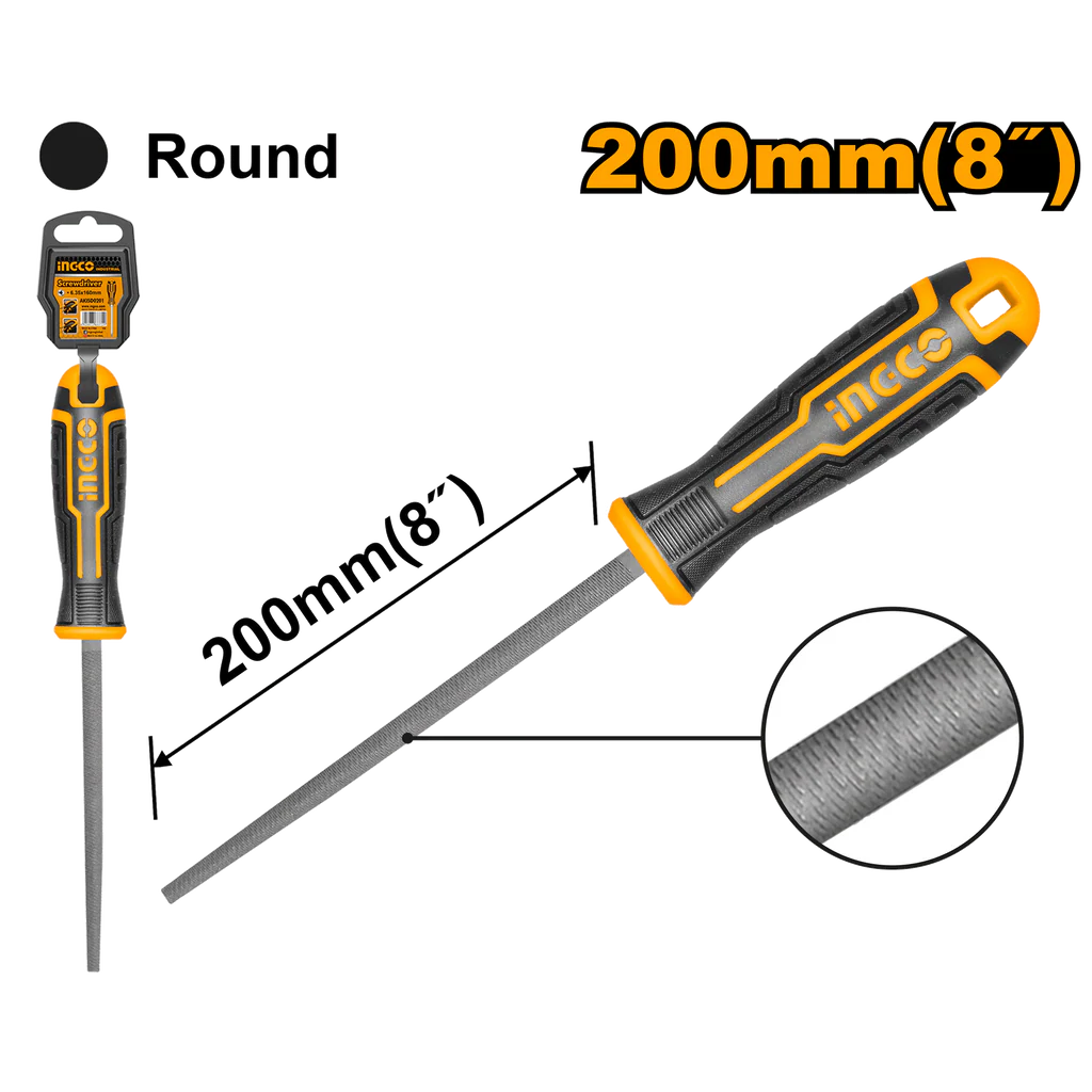 LIMA PARA METAL REDONDA 8` /200MM INDUSTRIAL HSRF088