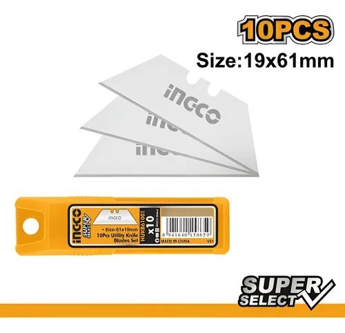 HOJAS PARA CUTTER TRAPEZOIDAL X 10 PCS BLIS. INGCO HUKB61001