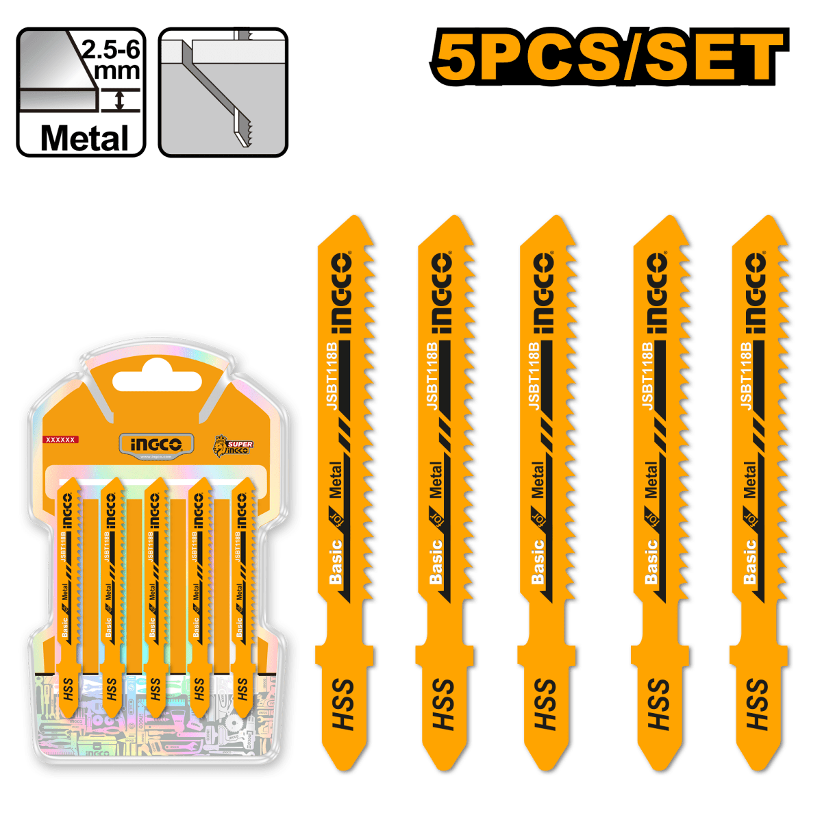 HOJAS P/ SIERRA CALADORA 5 PCS 12 TPI METAL INGCO JSBT118B
