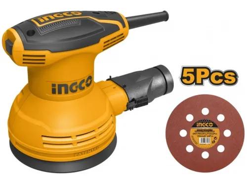 LIJADORA ROTO ORB 5´´ 125MM 320W + ACCESESORIOS-INGCO RS3208-4