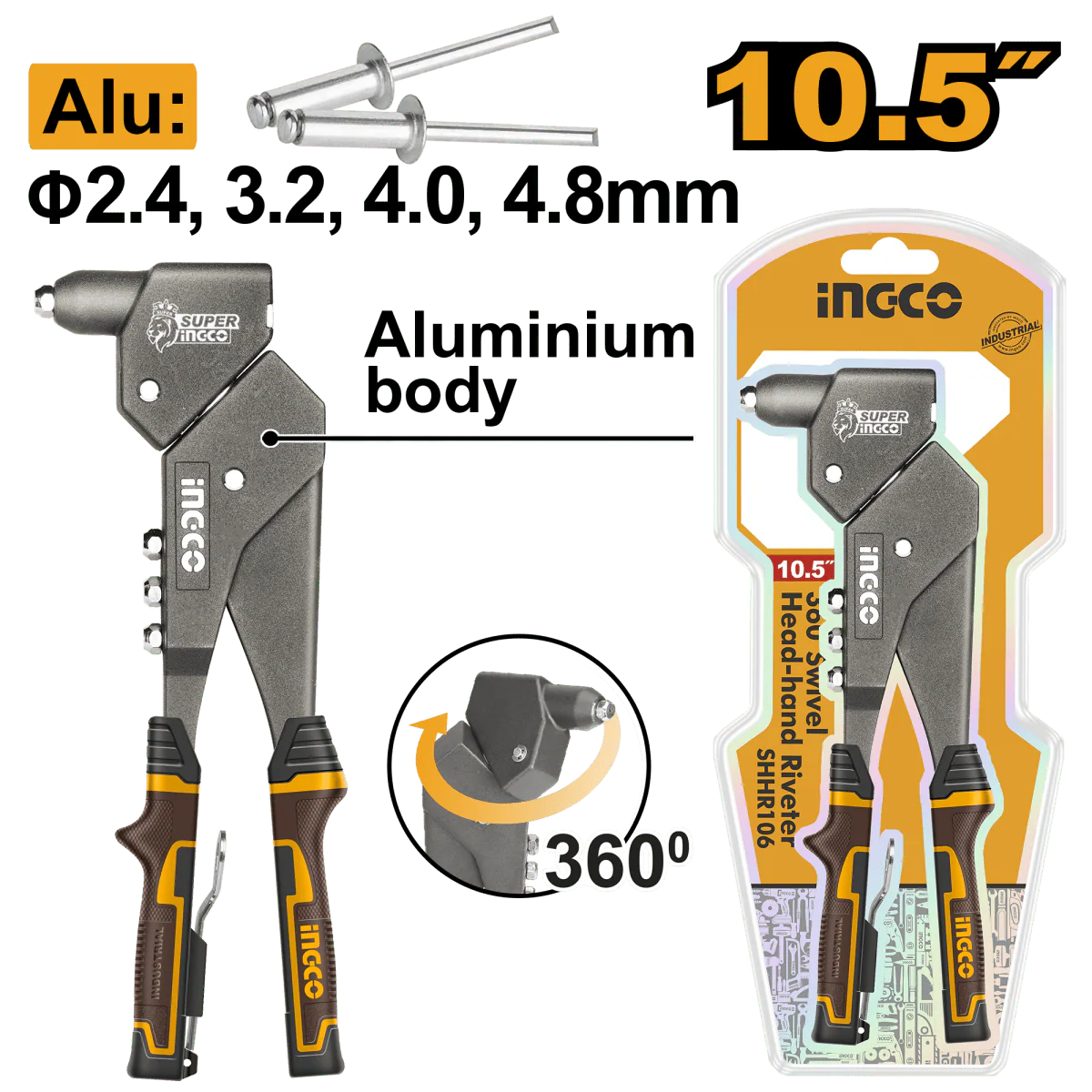 REMACHADORA 10.5'' /262MM ROTATIVA 360 INGCO INDUSTRIAL SHHR106