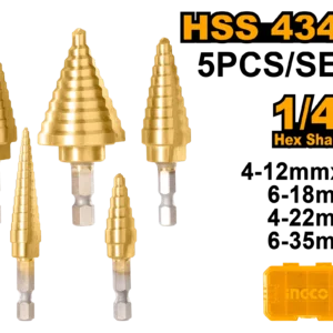MECHA ESCALONADA TITANIO SET 5PCS HEXAG 1/4-INGCO AKSDS2051