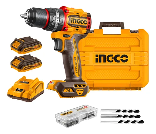 TALADRO ATORNILLADOR 20V PERCUTOR 76NM CON KIT-INGCO CIDLI20768-4 - Imagen 2