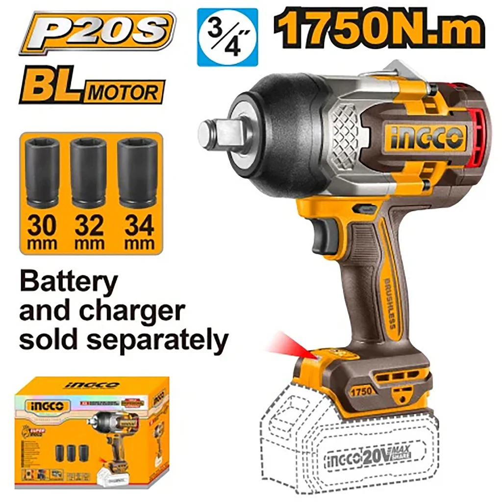 LLAVE DE IMPACTO 3/4 1750NM 20V BL-INGCO CIWLI201751