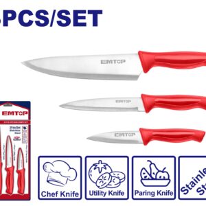 CUCHILLO COCINA SET X 3PCS ACERO INOXIDABLE - EMTOP EMKK1K31