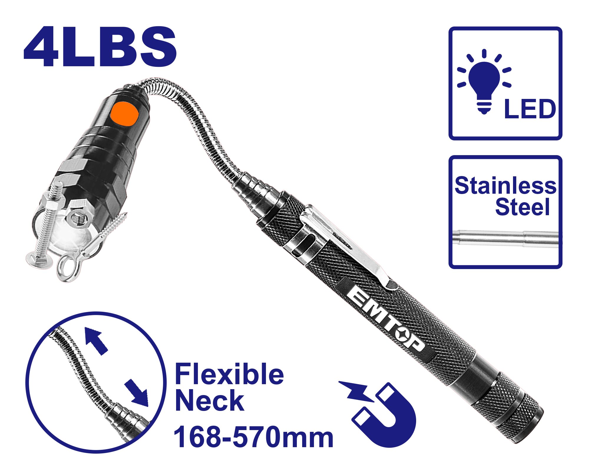 RECOLECTOR MAGNETICO FLEX LED 570MM 1.8KG-EMTOP EMME3604