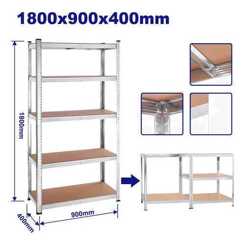 ESTANTERIA MOSTRADOR GALV 5 NIVELES-900X400X1800 EMTS1A94