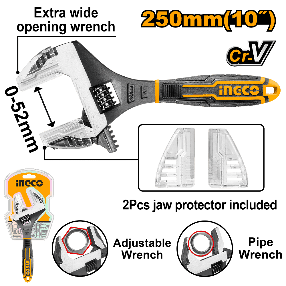 LLAVE FRANCESA AJUSTABLE 2 EN 1 0-25MM 10`-INGCO HADWG0810 - Imagen 3
