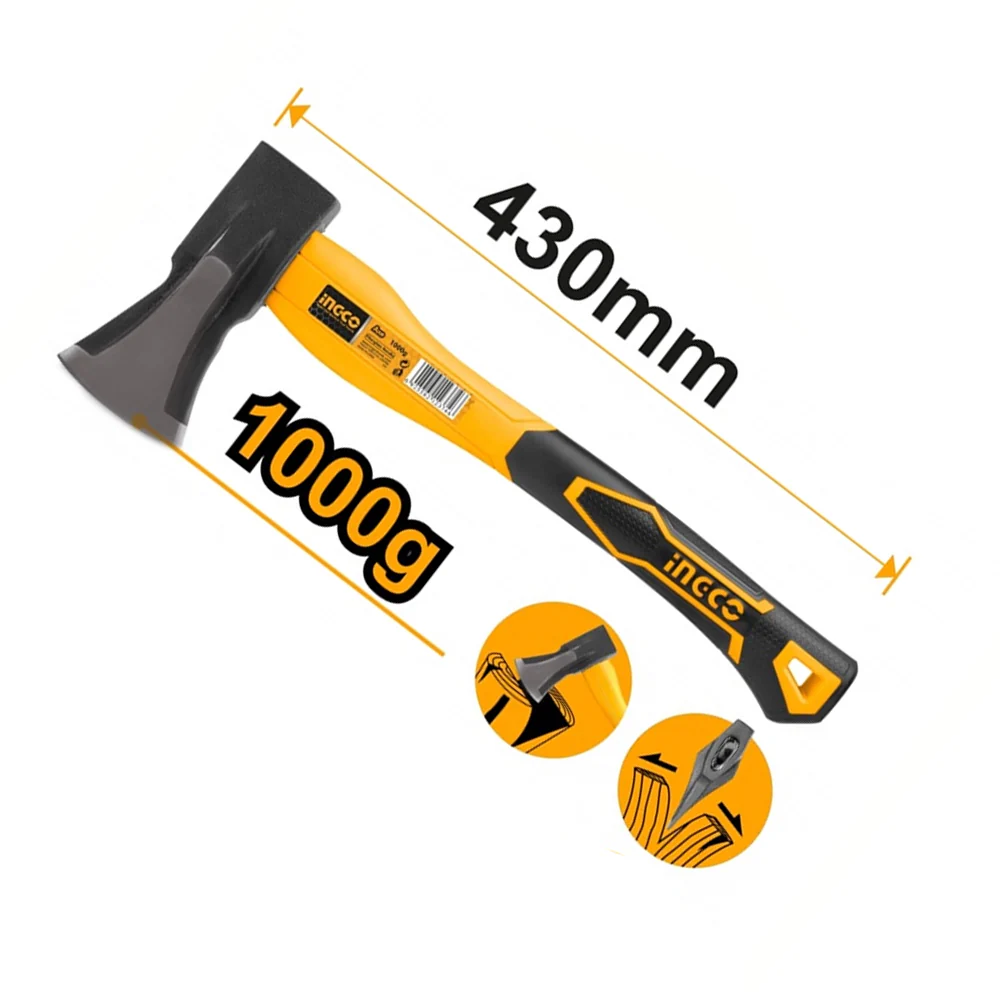 HACHA DE MANO 1KG CABO FIBRA 43CM-INGCO HAX03010008