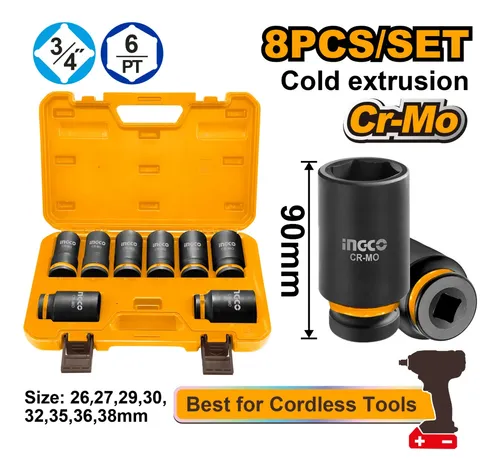 BOCALLAVES DE IMPACTO HEXAG 3/4" X 8PCS - INGCO HKISSD34082L - Imagen 2