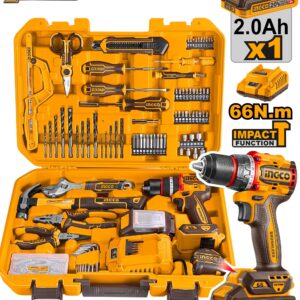 CAJA HERRAMIENTAS CON TALADRO PERCUTOR 66NM 20V C/MALETIN 165 PIEZAS INGCO - HKTHP11651-4