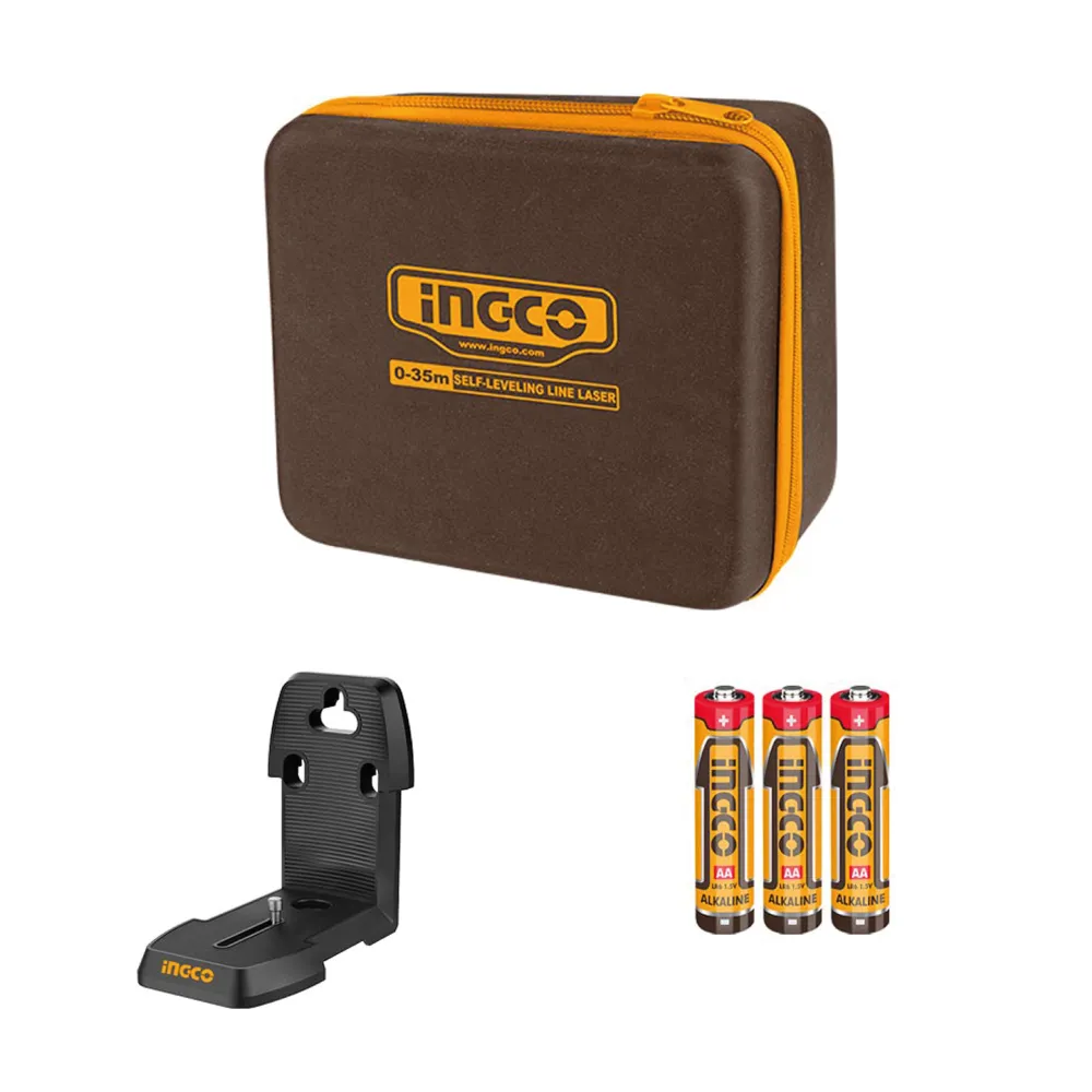 NIVEL LASER ROJO IMANTADO 2 LINEAS AUTONIVEL 18MT-INGCO HLL156503 - Imagen 2