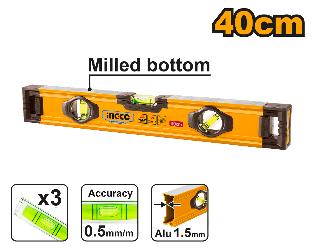 NIVEL DE ALUMINIO 40CM-INGCO HSL08040