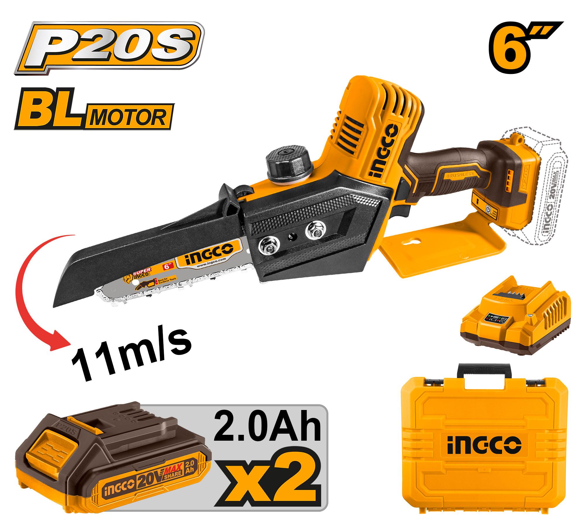 MOTOSIERRA MINI 6''/150MM 20V BL CON KIT - INGCO CGSLI20686-4