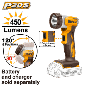 LINTERNA PORTATIL 20V 450 LUMENS-INGCO CWLI2058