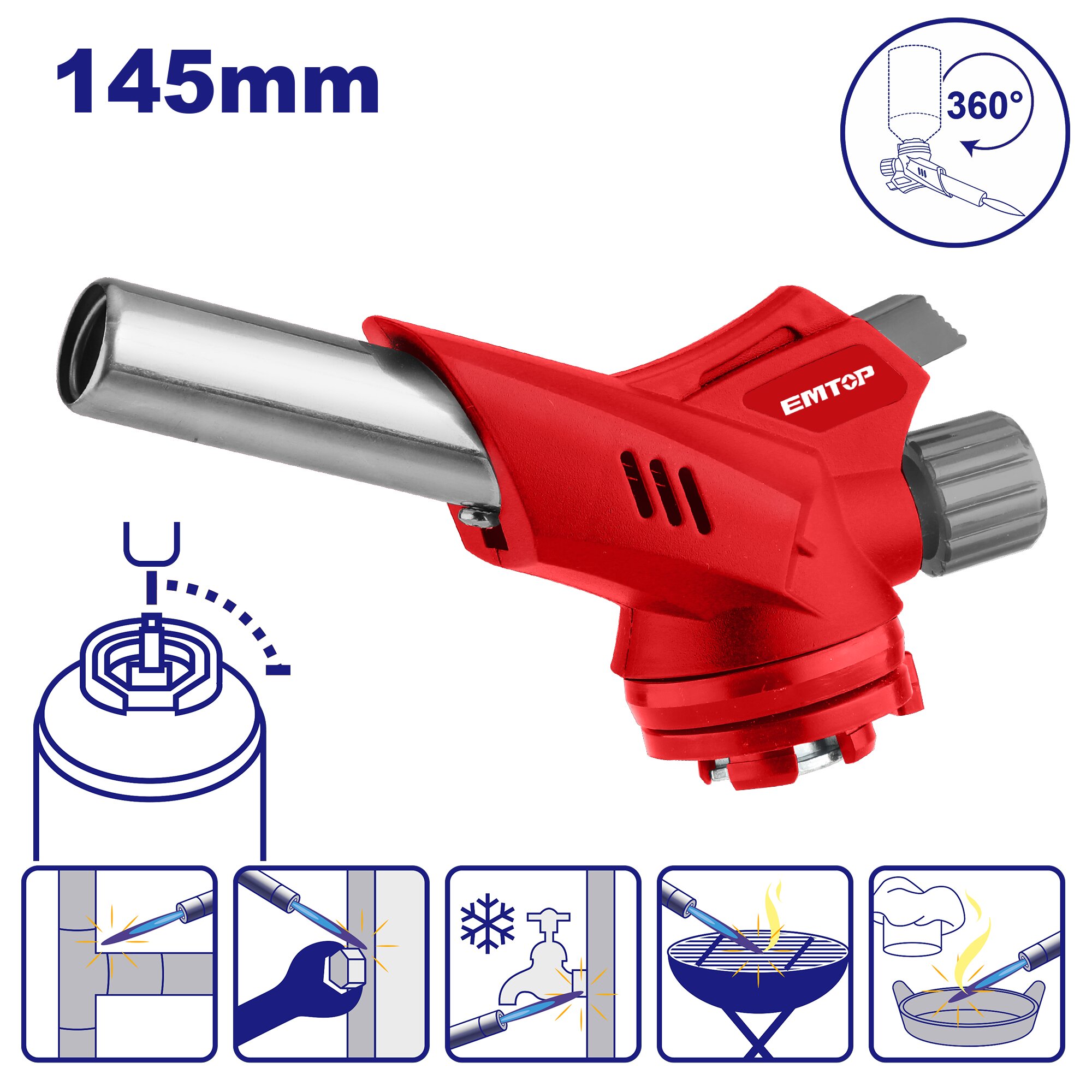 SOPLETE A BUTANO ELECT INVERT 145MM 1300°-EMTOP EMFG1604